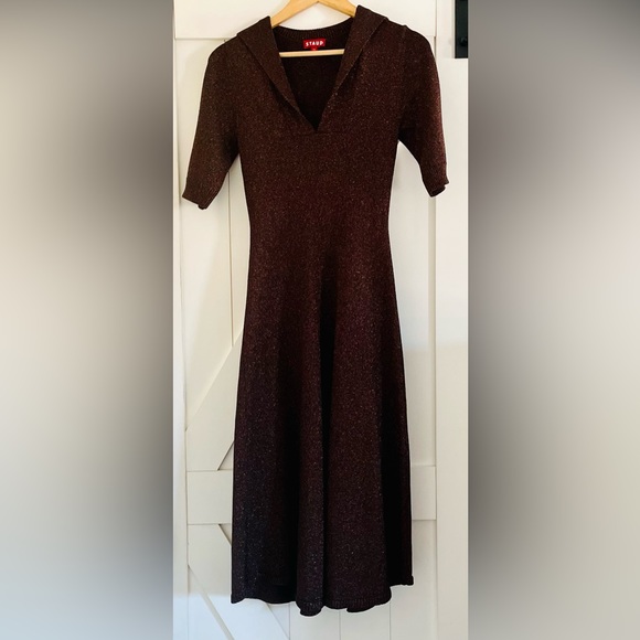 Staud Brown Metallic Breck dress - Picture 5 of 10